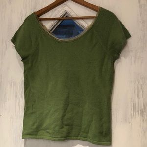 Christopher & Banks green Sweater-like short sleeves shirt size small Preowned